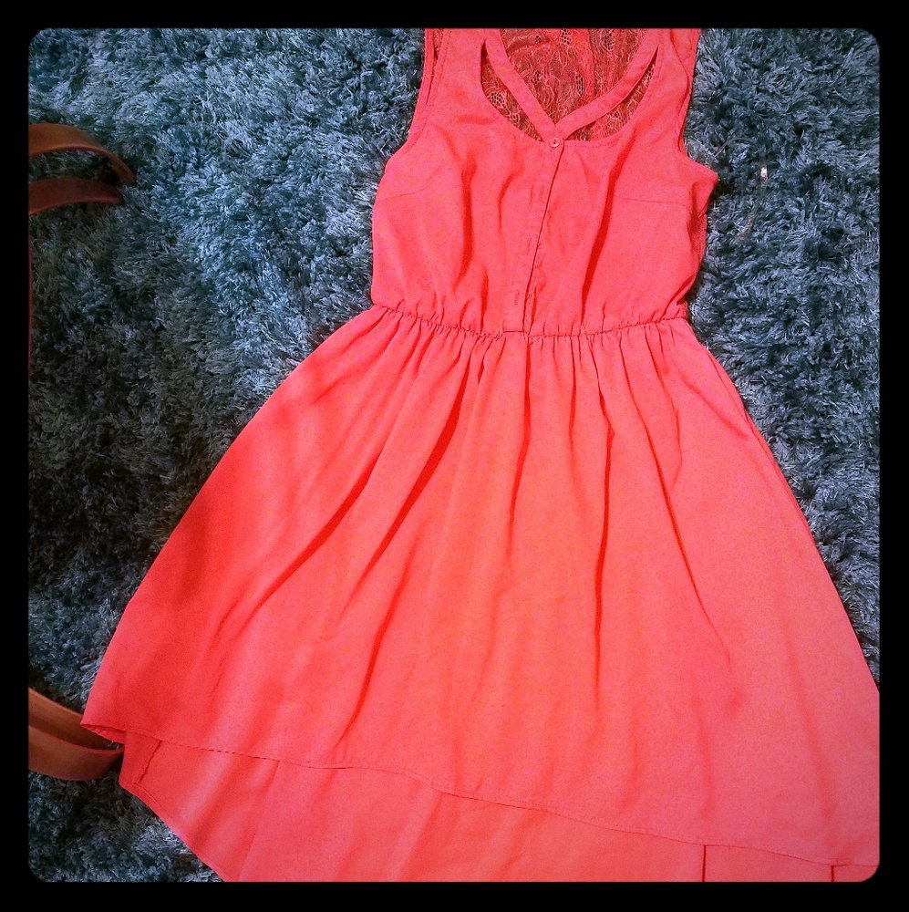 Coral High-low dress